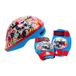 Casco Codera Y Rodillera Mickey Lic Oficial Ajusta