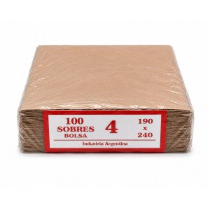 SOBRES KRAFT N4 19 X 24 CM X100