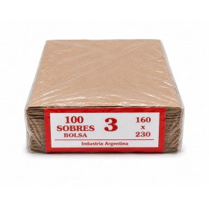 SOBRES KRAFT N3 16 X 22.5 CM X100