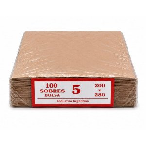 SOBRES KRAFT N5 20.5 X 28 CM X100