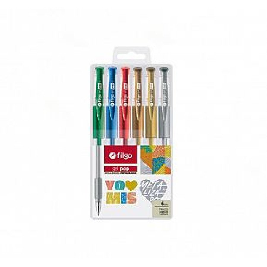 BOLIGRAFO FILGO GEL POP METALIZADO X6