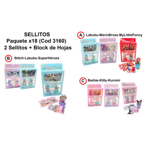 SELLITO PERSONAJES EN CAJA 3160 X18