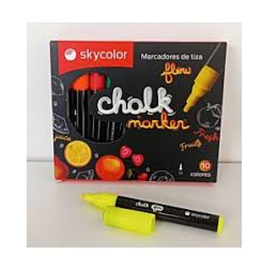 MARCADOR SKYCOLOR FLOW TIZA LIQUIDA CHALK CAJ*10