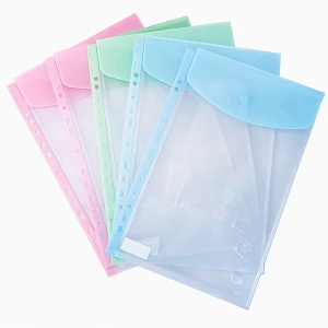 SOBRE PLASTICO C/BOTON P/CARPETA A4 SURTIDOS 6pcs