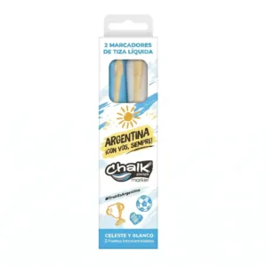 MARCADOR TRABI TIZA LIQUIDA CELESTE Y BLANCO X2 E/