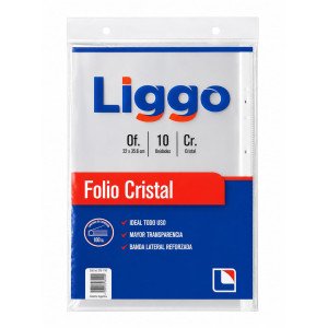 FOLIO LIGGO OFICIO CRISTAL X10 40 MIC