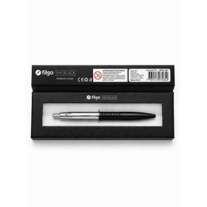 BOLIGRAFO JASPER NEGRO MATE PLATA LABRADO E/ CJ (T