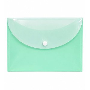 SOBRE PLASTICO CON BOTON ESQ PASTEL VERDE