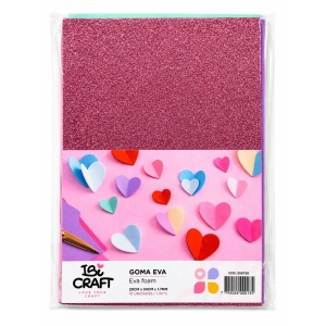 GOMA EVA GLITTER IBI A4 1.7 MM X10 PASTELES 250730