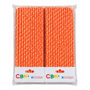 SORBETE DE PAPEL CBX 10X25 NARANJA LUNAR BCO