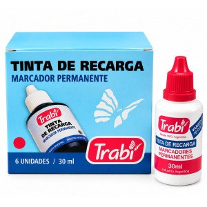 TINTA TRABI P/MARCADOR ROJO PERMANENTE 30 ML